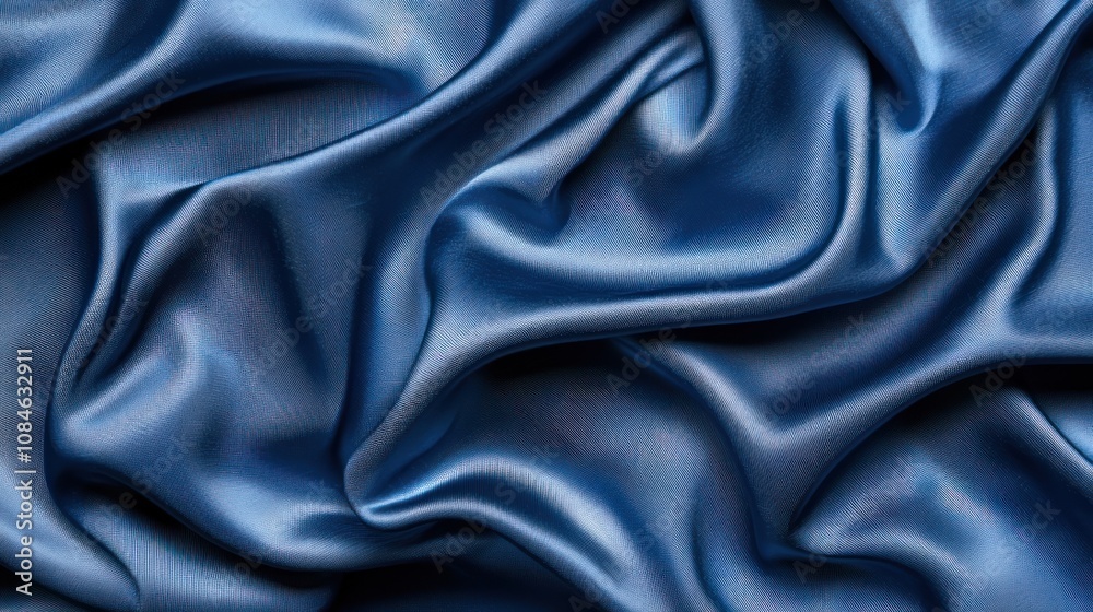 Obraz premium Abstract Draped Blue Fabric with Shimmering Texture