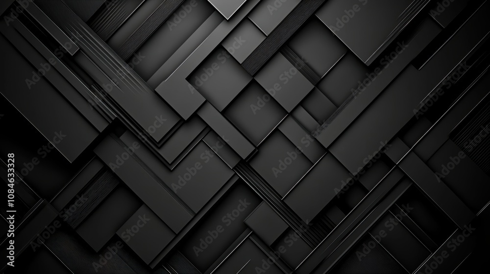 Dark geometric abstract background with layered black shapes Dark geometric abstract background with layered black shapes