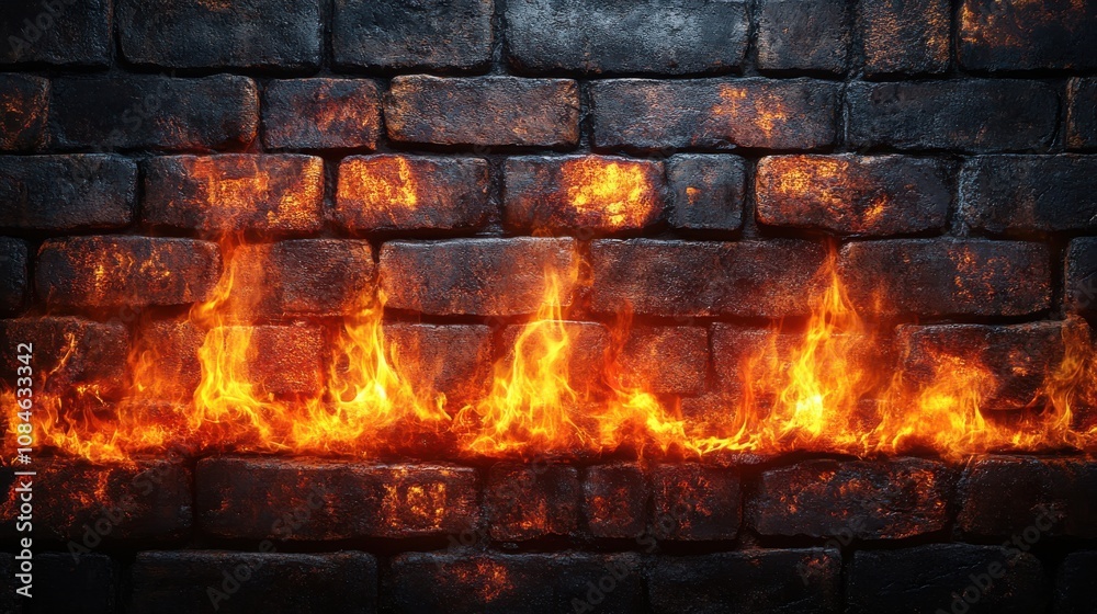 Fototapeta premium a brick wall with flames on it