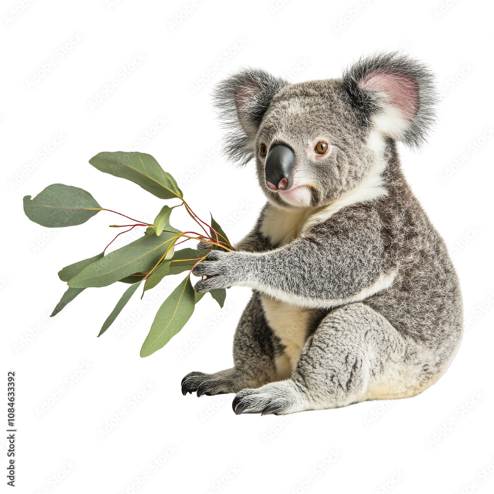 Fototapeta premium Cute Koala Clutching a Leaf