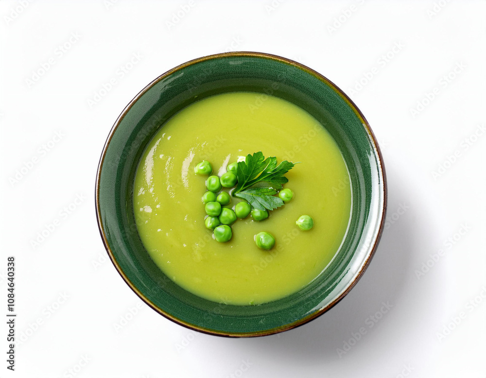 Pea Soup, Nutritious Vegetarian and Vegan Pea Soup on White Isolated Background