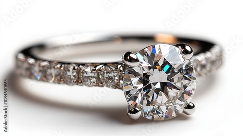 a diamond ring with a white background