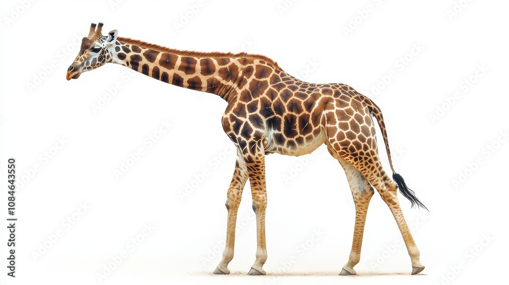 Obraz premium a giraffe standing on a white background