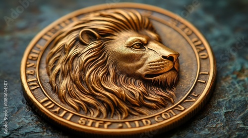 a gold coin with a lion s head