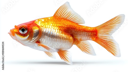 a gold fish with orange and white fins