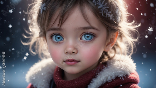 Stunning Blue Eyed Child in the Snow - Winter Child with the most Beautiful Blue Eyes