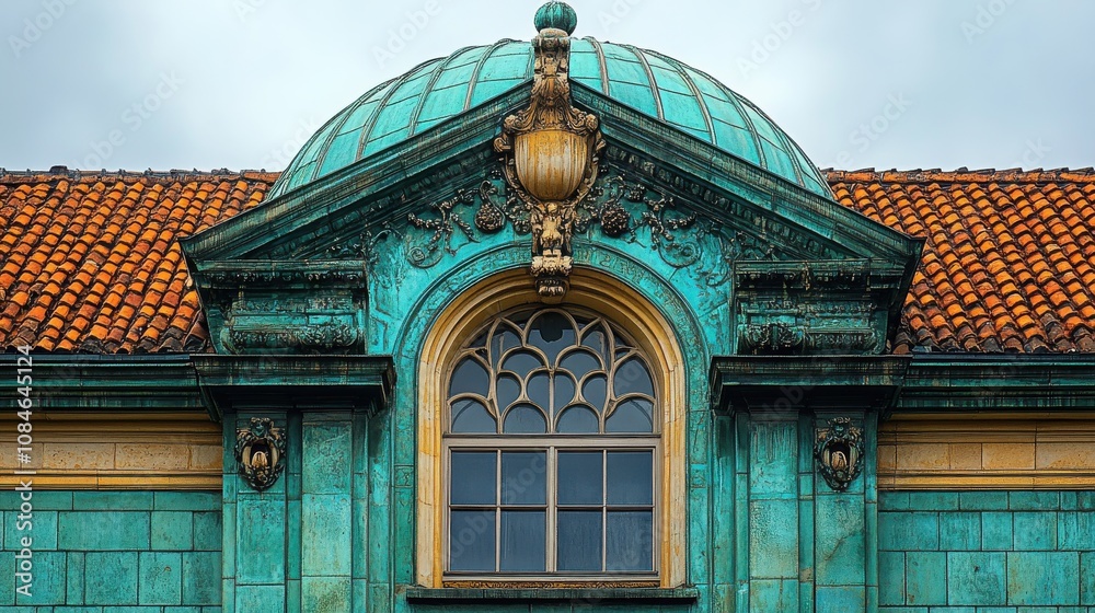 Obraz premium a green domed building with a window