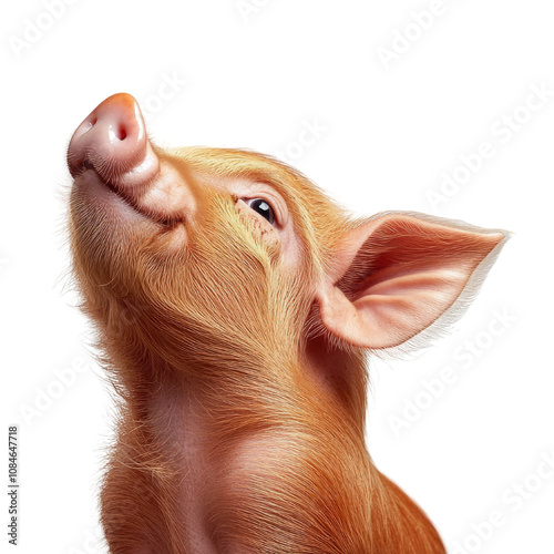 Adorable Small Pink Piglet with Big Bright Eyes and a Playful Stance