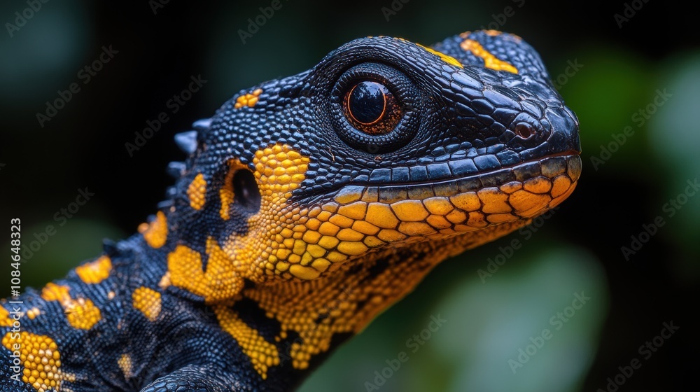 Fototapeta premium a lizard with yellow and black skin