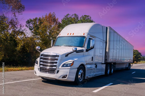Wallpaper Mural Semi Trucks on Highway, USA. Trucking in USA Torontodigital.ca