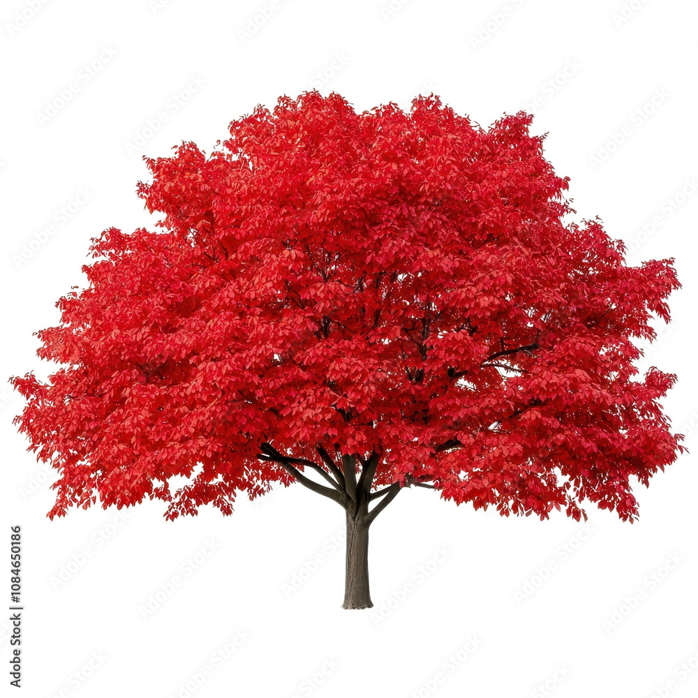 Fototapeta premium Vibrant Red Tree in Autumn Foliage