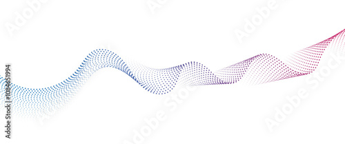 Flowing Dot Wave halftone gradient pattern on transparent background	
