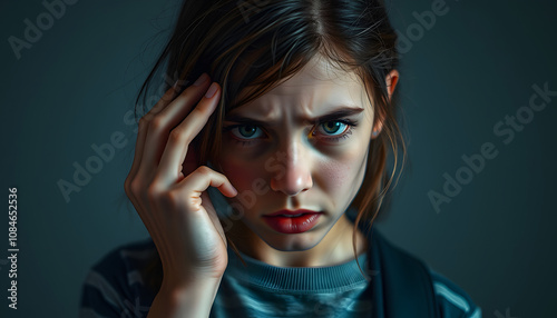 Teenage girl wirh bad habits isolated with white highlights, png photo