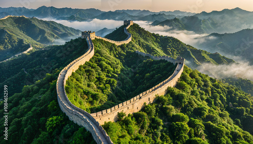 La Grande Muraille de Chine au lever du soleil