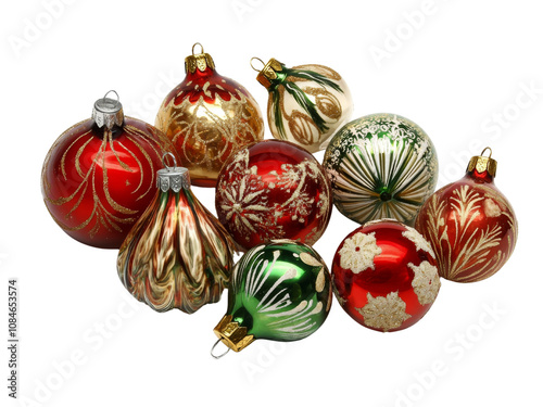 Timeless Vintage Glass Ornament Set Featuring Traditional Christmas Colors