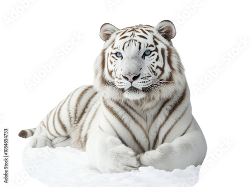 Elegant White Tiger Sitting Gracefully