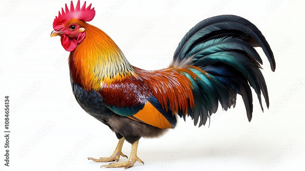 Fototapeta premium a rooster standing on a white background