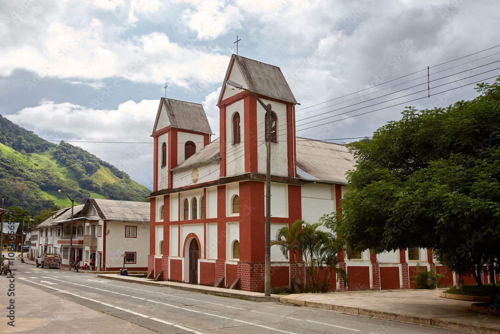 Fototapeta premium A little piece of Europe in the heart of the Peruvian jungle.Pozuzo is a unique blend of German-Austrian heritage and Amazonian beauty. From charming chalets to traditional food, this is a hidden gem