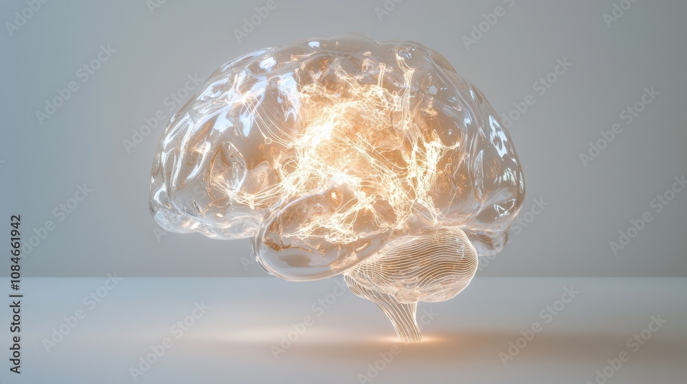 Innovative brain model modern studio 3d render bright environment front view concept of intelligence and creativity Innovative brain model modern studio 3d render bright environment front view concept of intelligence and creativity