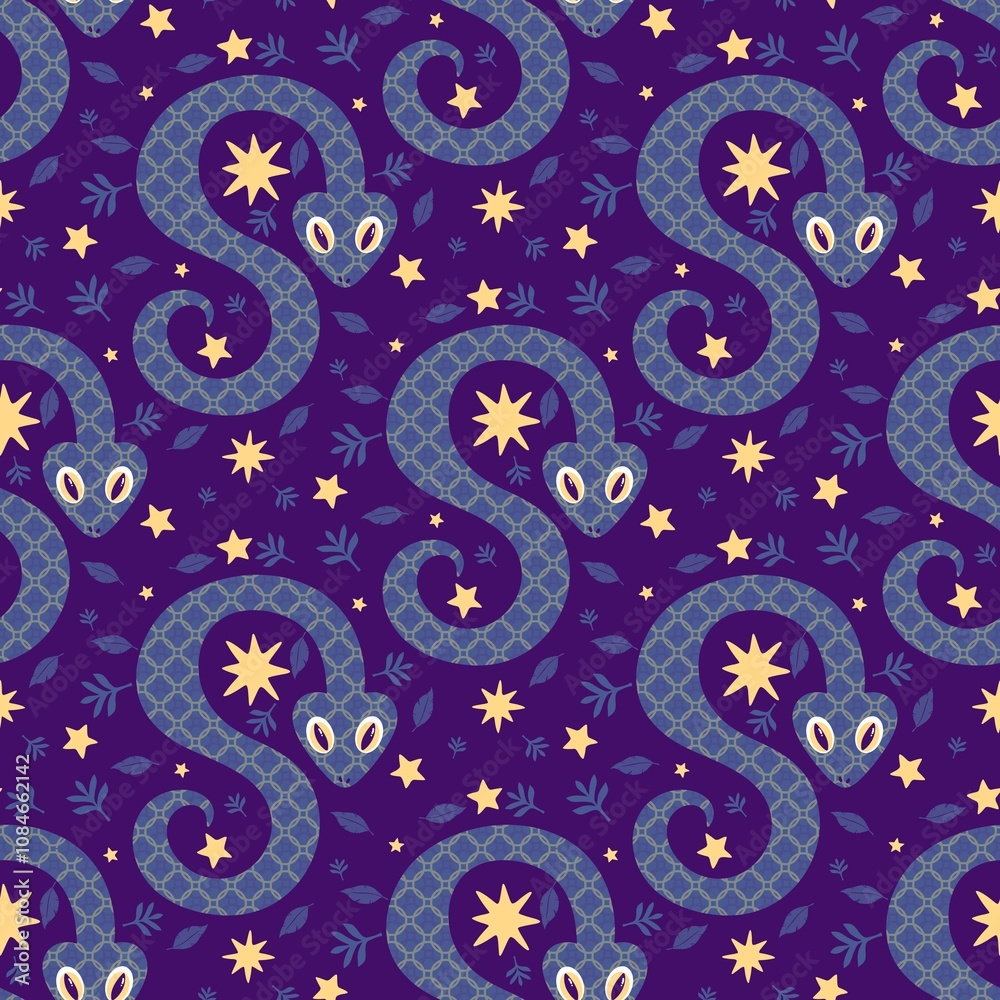 Obraz premium Summer animals seamless snake pattern for wrapping paper and new 2025 year