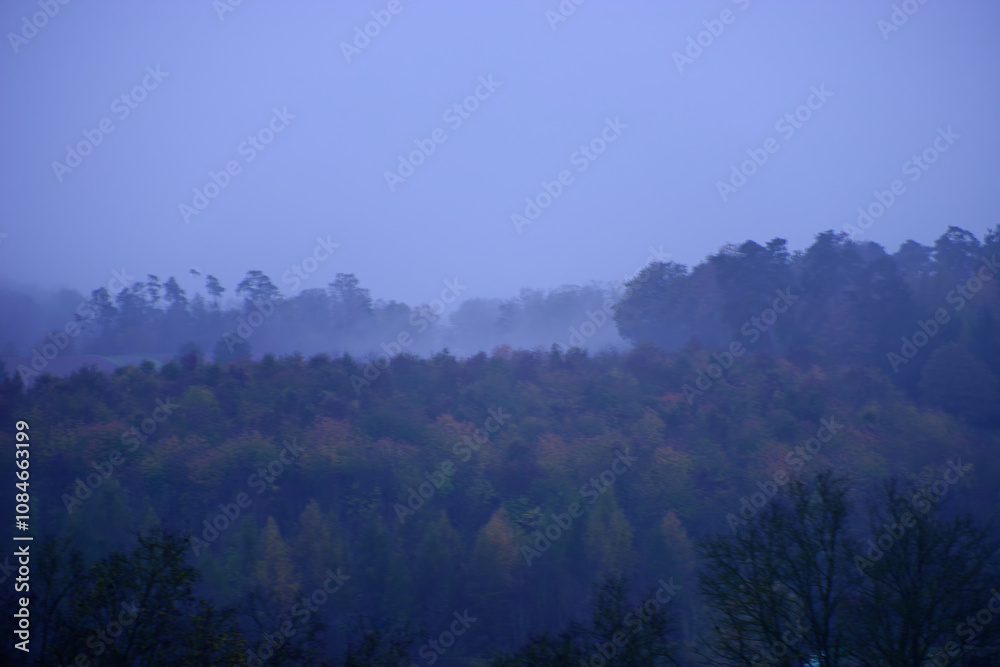 Fog outside the city on a cloudy autumn day in Bavaria. Fog outside the city on a cloudy autumn day in Bavaria.