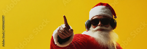 Cool Santa Claus with Headphones Christmas Music DJ Festive Celebration