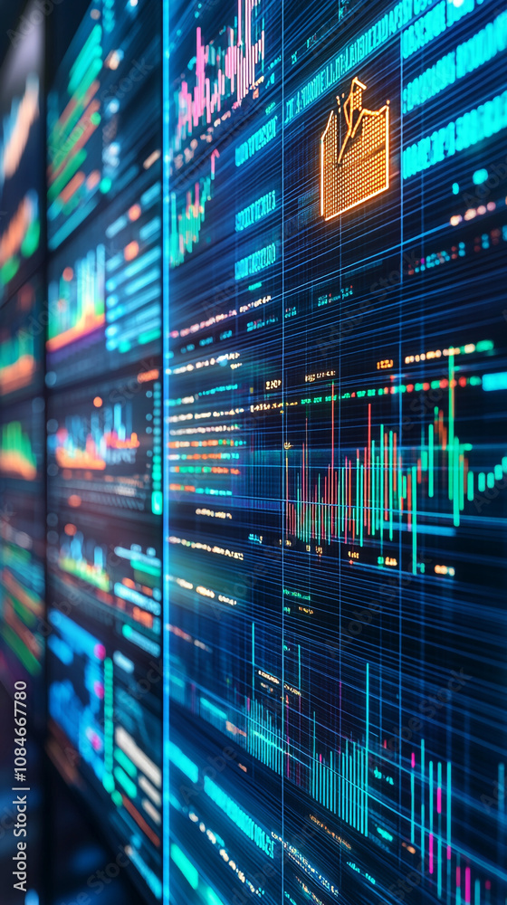 Futuristic Financial Data Screen Stock Market Trading Investment Technology Futuristic Financial Data Screen Stock Market Trading Investment Technology