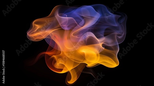 Wallpaper Colorful smoke creating artistic shapes on black background, great for a wallpaper