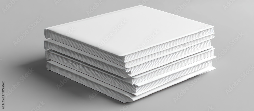 Stack of clean notebooks, all in monochrome, with a subtle shadow Stack of clean notebooks, all in monochrome, with a subtle shadow