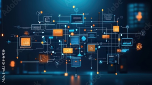 business process and workflow automation with flowchart scheme of hierarchy management of corporate and processing management problem solving workflow monitoring and evaluation quality contro photo