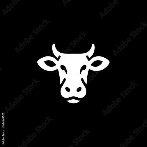 simple silhouette of cow head vector logo icon	
