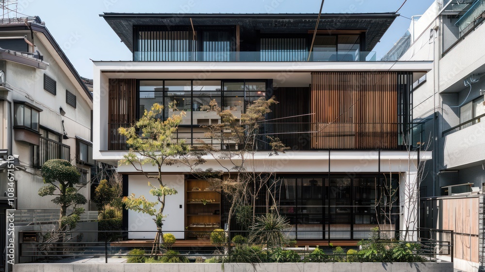 A modern glass house surrounded by lush trees, featuring open architecture with metal frames, wooden accents, and rooftop greenery, blending harmoniously with its natural environment. A modern glass house surrounded by lush trees, featuring open architecture with metal frames, wooden accents, and rooftop greenery, blending harmoniously with its natural environment.
