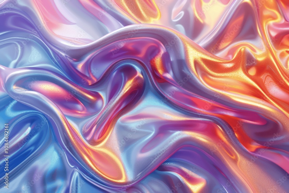 Obraz premium Vibrant Iridescent Holographic Rainbow Foil Gradient Background for Print and Digital Design