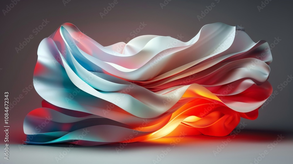 Obraz premium Wallpaper Abstract background with white and red fabric flowing and glowing