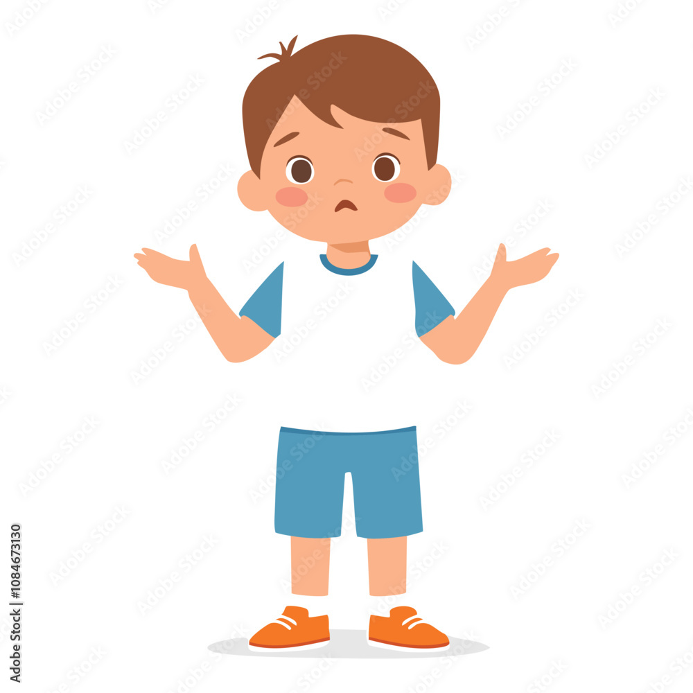 Portrait of a boy with a confused pose Portrait of a boy with a confused pose