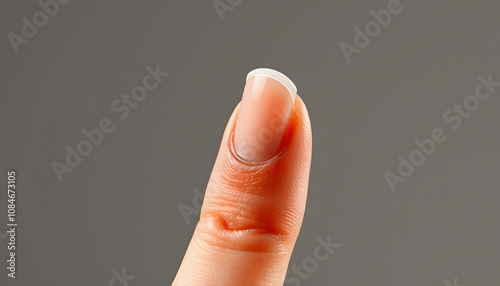 Finger nail biting isolated with white highlights, png photo