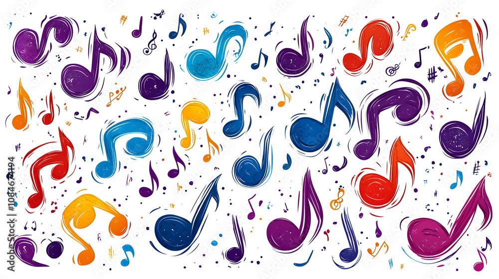 Colorful Music Notes Illustration Colorful Music Notes Illustration