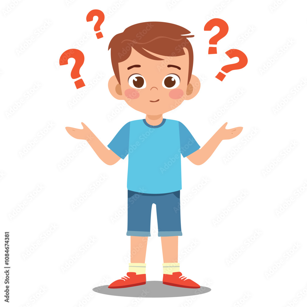 Portrait of a boy with a confused pose Portrait of a boy with a confused pose
