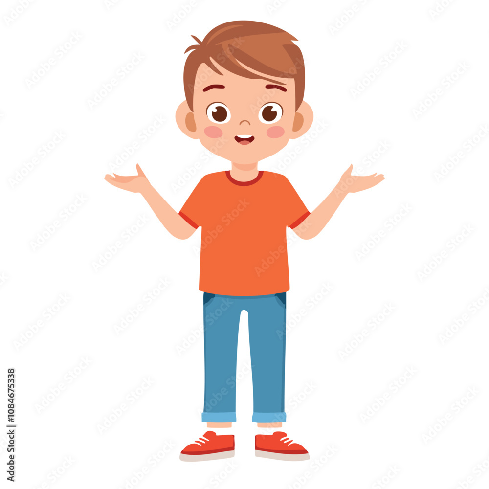 Portrait of a boy with a confused pose Portrait of a boy with a confused pose