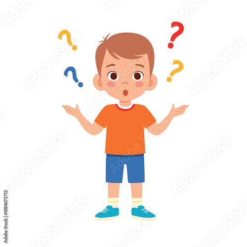 Portrait of a boy with a confused pose