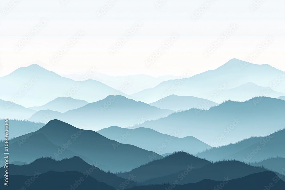 Serene Mountain Landscape with Soft Blue Hues Serene Mountain Landscape with Soft Blue Hues