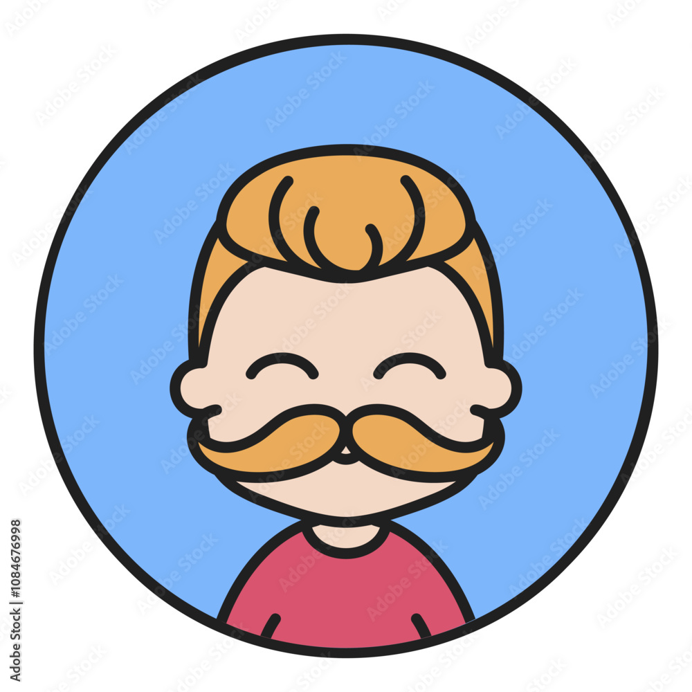 Man boy with mustache avatar vector icon Man boy with mustache avatar vector icon