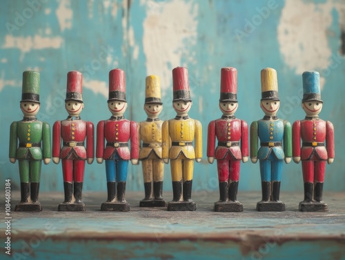 Classic Wooden Toy Soldiers with Vintage Charm