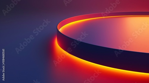 Wallpaper A glowing neon tube is forming a luminous circle with a vibrant orange color, illuminating a gradient background