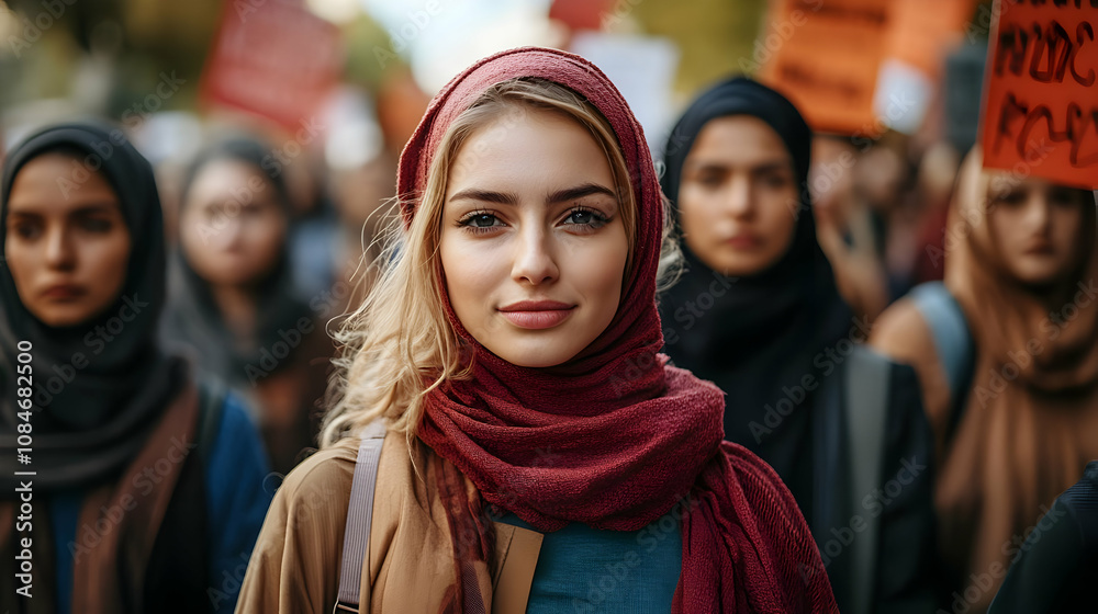 Woman in Red Scarf at a Protest Woman in Red Scarf at a Protest