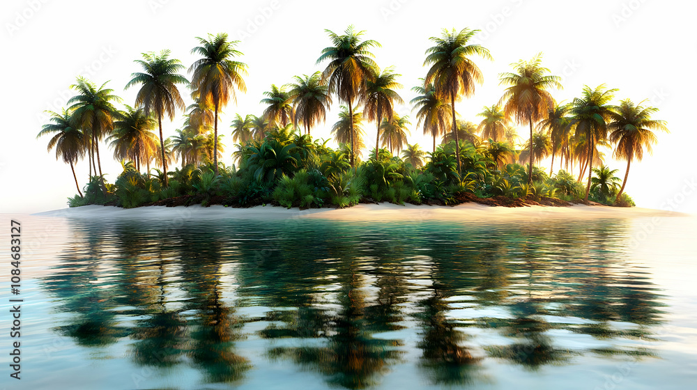 Tropical Island Paradise - 3D Illustration Tropical Island Paradise - 3D Illustration