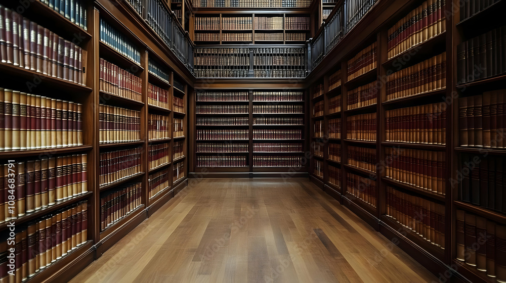 Fototapeta premium Vintage Bookshelves In A Library Interior