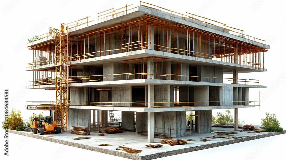 Concrete Building Under Construction 3D Illustration Concrete Building Under Construction 3D Illustration
