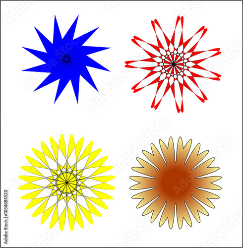 Spirograph patterns on a white background, vector illustration. Templates for advertising courses in geometry, mathematics and other exact sciences