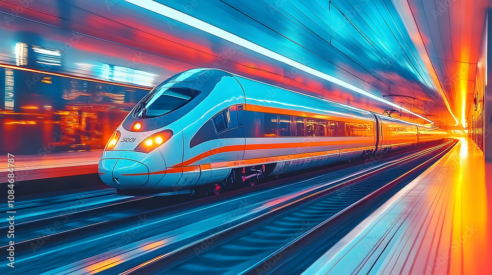 High-Speed Train in Tunnel - Realistic Image High-Speed Train in Tunnel - Realistic Image
